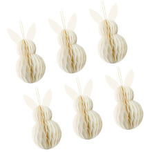 6Pieces Lovely Rabbit Hanging Honeycomb Balls for Holiday-Beige