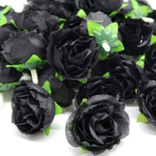 200Pieces Artificial Rose Head Small Rose Flower Head For-Black