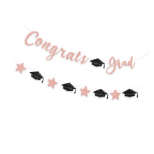 Glittering Graduation Decoration Congrats Grads-rose gold
