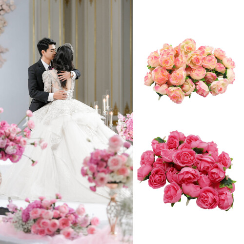 200Pieces Artificial Rose Head For Wedding Cake-Champagne 1
