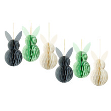 6Pcs Set Lovely Rabbit Honeycomb Ornaments Hanging Pendants for