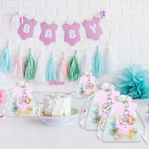 24pcs Angelic Little Foot Keychains with Drawstring Bag-Blue 2