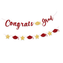 Glittering Congrats Grads Ornament Graduation Party Hanging-Red