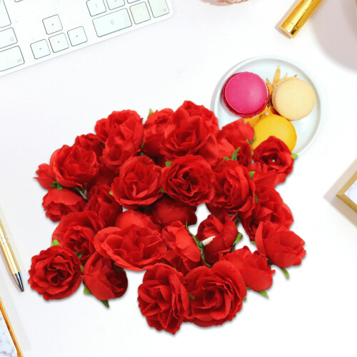 200Pieces Artificial Rose Head For Wedding Cake Floral-Red 1
