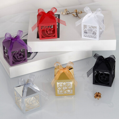 50Pieces Eid Mubarak Gift Boxes Chocolate Treat Boxes-White 2