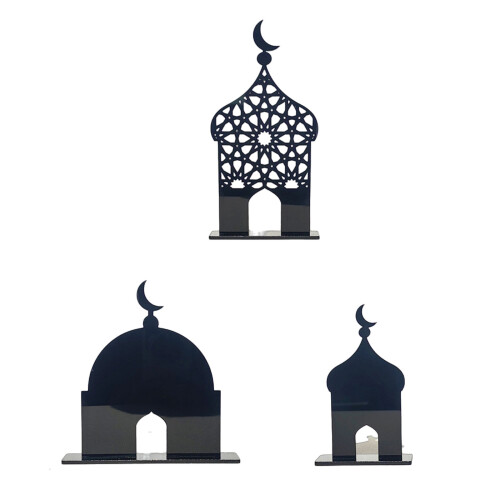 Elegant Acrylic Decorations Castle Shape Handmade Eid Party-B