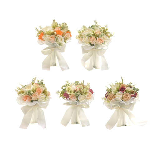 Handmade Bride Bouquet with Artificial Roses Peony-bean paste 1