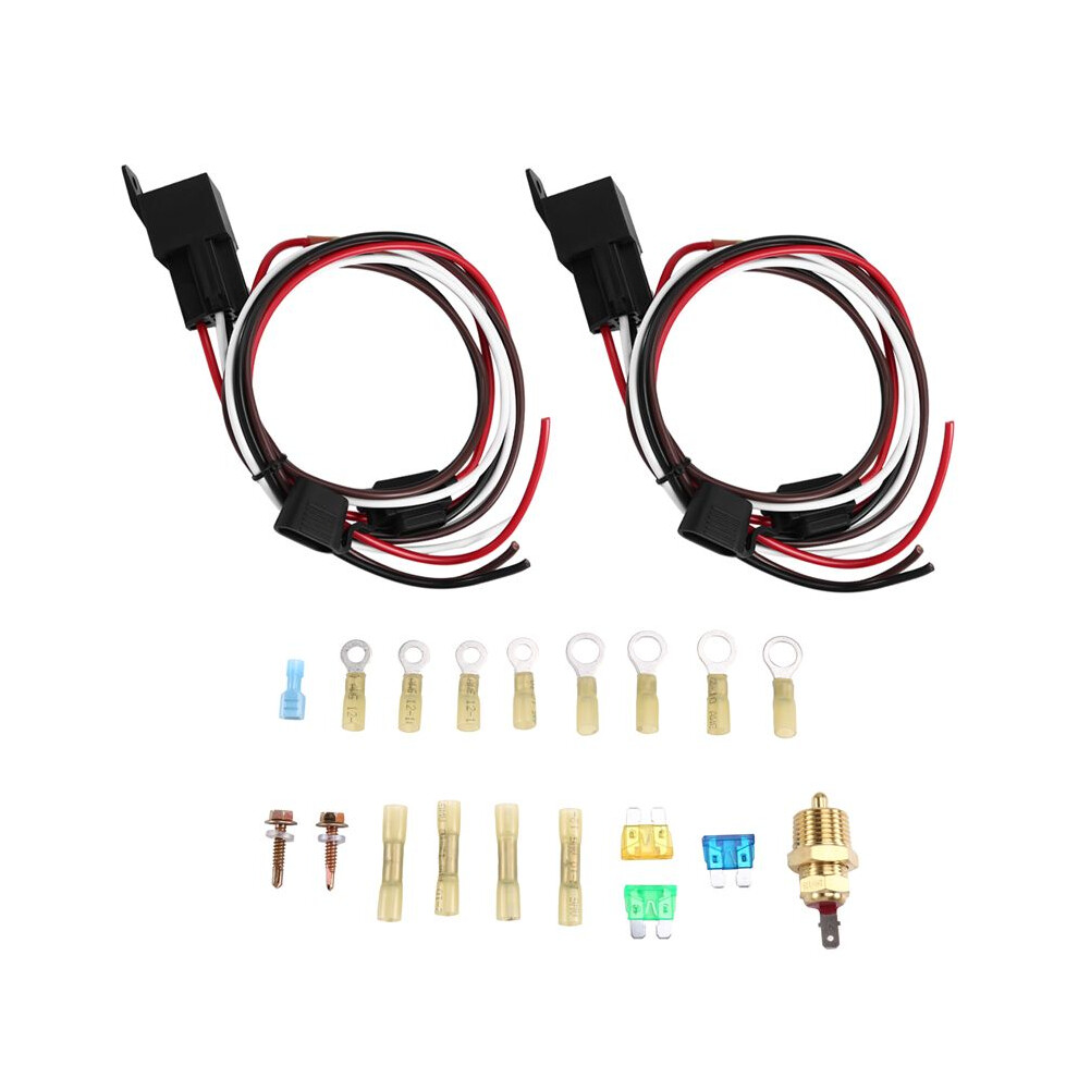 Dual Electric Fan Relay Kit Radiator Electric Cooling Fan Thermostat Kit Temperature Sensor 185 175 Off 6033590039383