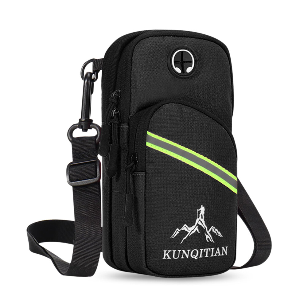 Sports Running Arm Bag Universal Phone Armband With 3Layer Pockets 18X9x4 Cm For Jogging Cycling Gym Black 9187378897959