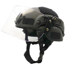 Airsoft Mich 2000 ACH Helmet With Clear Visor NVG Mount And Side Rail Black