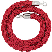 Queue Barrier Rope 2.8 Cm Braided Nylon Crowd Control Line With Chrome Hooks Custom Length 13 M Red For Venues
