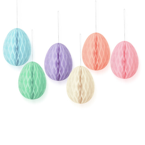 Pack Of 6 Paper Eggs Pendant Tree Ornament Spring Holiday