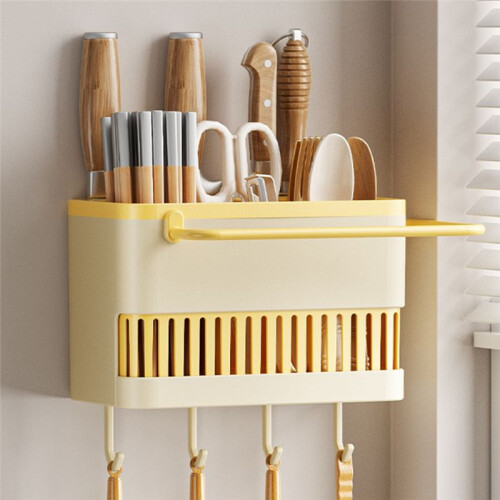 Kitchen Utensil Chopstick Storage Rack with Hook Drainage Rack Wall Mounted Tableware Storage Box Kitchen Organizer B 2