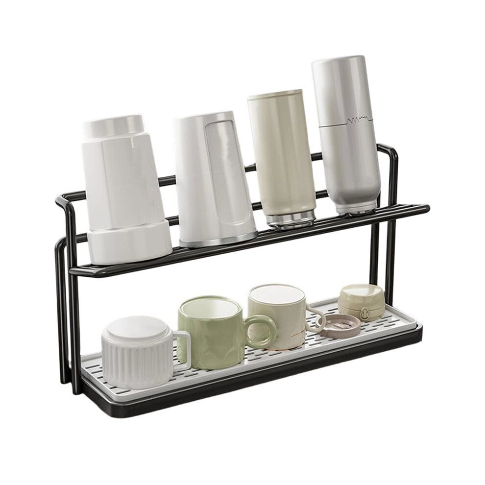 1PC Double-Layer Wrought Iron Drainage Tray Rack Countertop Glass Cup Cup Water Cup Multi-Layer Storage Rack