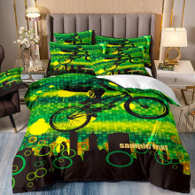 OffRoad Motorcycle Duvet Cover Set For Kids 120x150cm Black Bedding Quilt Extreme Sports Children's Bedding