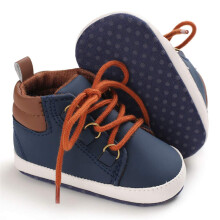 Toddler Baby Boys Girls Tops Ankle Sneakers Soft AntiSlip PU Leather Prewalker Shoes 612M Blue First Walking