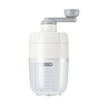 Manual Ice Crusher with Stainless Steel Blades, 1000ml Hand Crank Ice Shaver for Smoothies and Snow Cones (White)