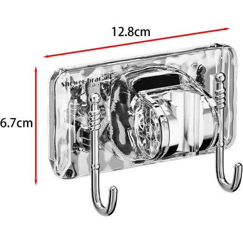 Universal Adjustable Shower Head Holder with Dual Hooks, Height Adjustable No Drill Wall Mount 2