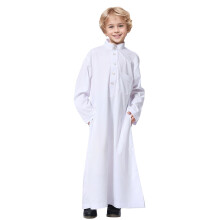 Thobe For Kid Boys Arab Islam Moroccan Style Embroidered Kaftan White 45 Years Dubai Style