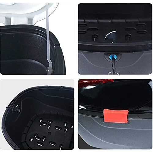 Universal Motorcycle  Box with Backrest and Night Safety Reflector, Lockable Trunk Tail Box Silver Gray 2