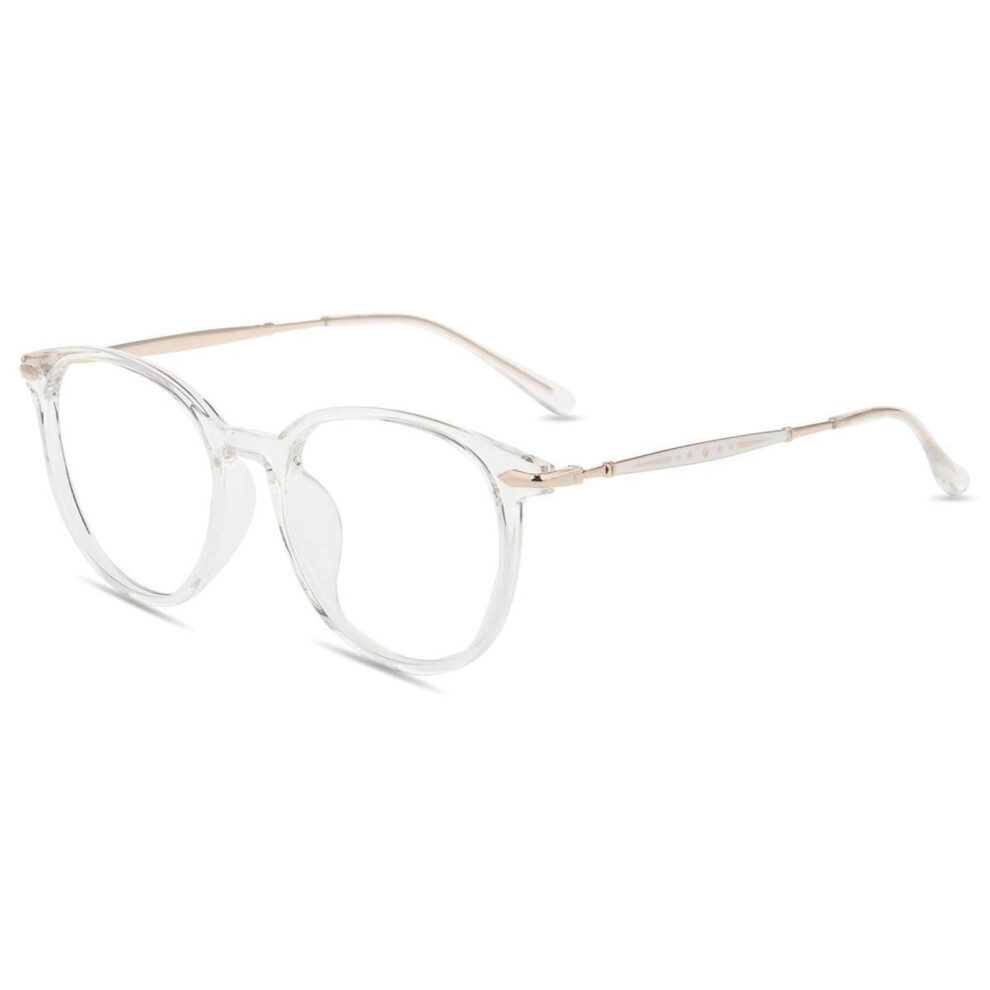 Blue Light Blocking Glasses Round Anti Glare Lens for Women and Men Non Prescription Clear