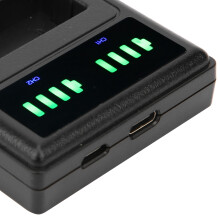 Dual Port Camera Battery Charger for NP-W126 Micro/Type-C, Black