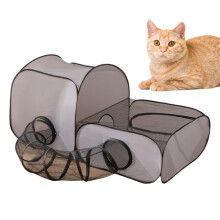 Cat Playpen Outdoor With Surround Tunnel, Portable Folding Fence, Oxford Fabric Play House Pet Tent