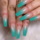 Bling Glitter Nails, Τεχνητά Νύχια που Λάμπουν, Καλοκαιρινό Μπλε Γαλλικό Μύτη για Ζωντανή 1