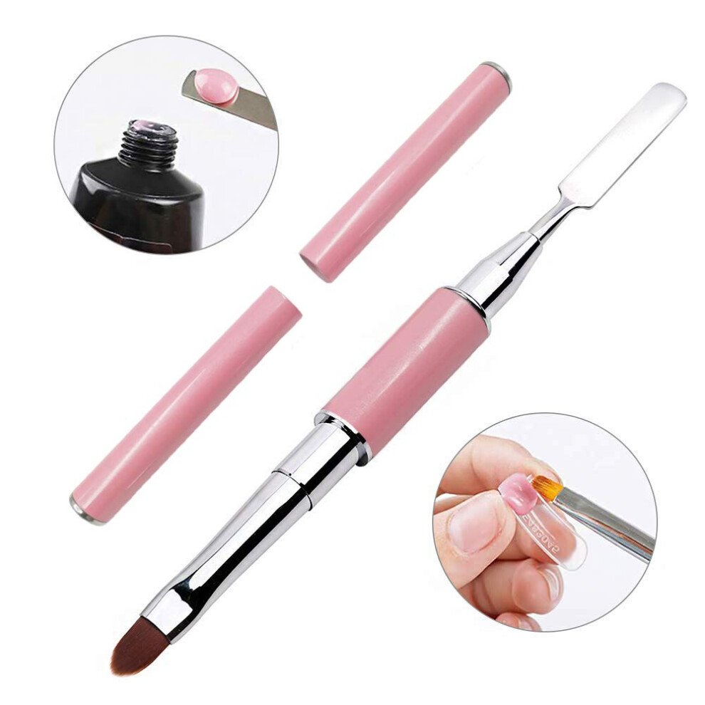 PolyGel Brush: Your Go-To Tool For Effortless Nail Art Creation - Stainless Steel & Nylon Fiber, Dual-Ended For UV Gel Mastery, Carry It With Ease