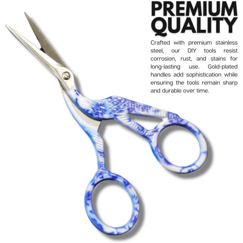 Embroidery Scissors with Ergonomic Double Loop Handle, High Quality Stainless Steel Sharp Tip Scissors for Embroidery, Craft, Needle Work 2