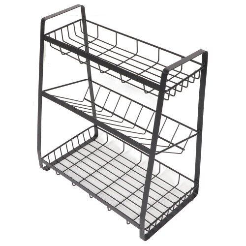 Multi-functional Storage, 3-Tier Kitchen Organizer, Solid Carbon Steel Construction, Snap-in Design For Easy Setup, Chunky And Stable Build, Suitable 2
