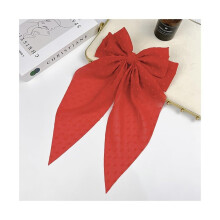 2Pcs Oversized Chiffon Giant Hair Bows with Long Tail and Secure Metal Clip for Women Girls Red