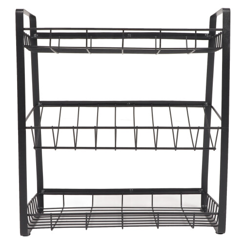 Multi-functional Storage, 3-Tier Kitchen Organizer, Solid Carbon Steel Construction, Snap-in Design For Easy Setup, Chunky And Stable Build, Suitable