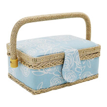 Hand Sewing Basket With Carry Handle Travel Home Use Lightweight Thread Organizer 7.5X5.1X4 Inch Style C