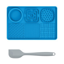 Silicone Lick Mat For Dogs And Cats Extra Large With Suction Cup Slow Feeder Silicone Spatula Dark Blue