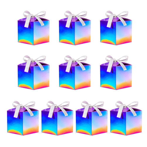 Gift Box 10pcs Color Glittering Gift Boxes With Lid-red blue