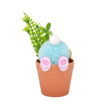 Cartoon Bunnies Figurine Plush Rabbits Potted Plant-light green
