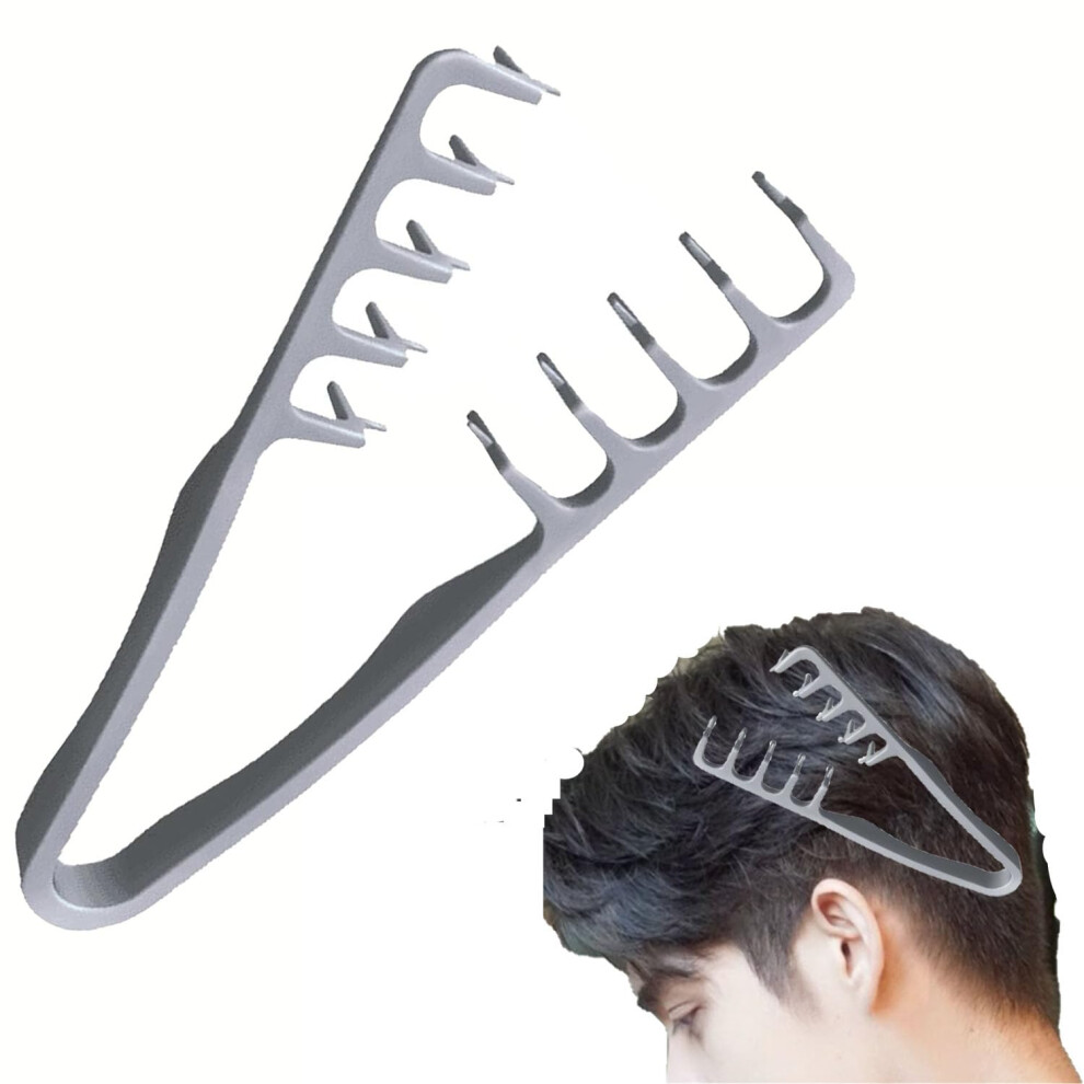 Unisex Grey Volumizing Hair Comb Wide And Fine Tooth Foldable For Thick Curly Hair With Textured Grip