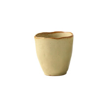 Handmade Ceramic Rice Bowl Light Yellow Retro Glazed Dinnerware Microwave Dishwasher Safe