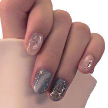 Wiederverwendbare künstliche Fingernägel mit Kleber, individuell anpassbare Form, luxuriöser Glitzer für Frauen und Mädchen, 24 Stück (Luxus),