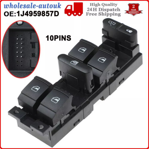 Power Master Window Switch for Driver Side Door, Electric Window Switch 1J4959857B with Simple Installation and No Modification Required, Durable
