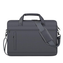 Men Briefcase Bag Leather Waterproof Unisex Shoulder Messenger 15 Inch Laptop Bag For Work Travel School Grey