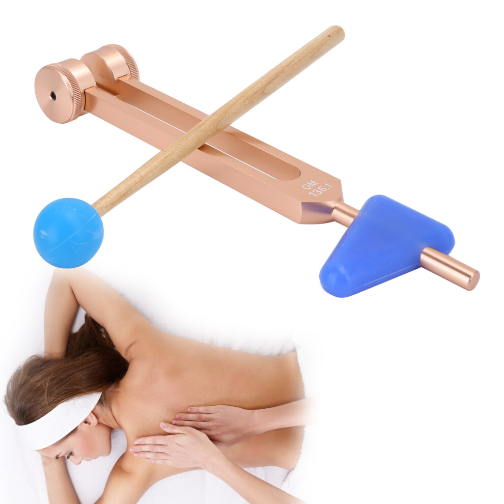 136.1Hz Aluminum Alloy Tuning Fork Sound Healing Therapy with Hammer Rose Gold