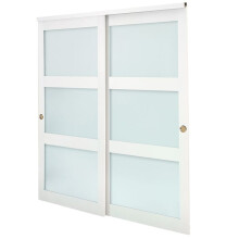 Schiebetür für den Schrank-Duoku-182,9 x 203,2 cm-Doppeltür aus satiniertem Glas mit 3 Paneelen-für das Schlafzimmer
