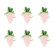 6 Stück Ostern Hase Karotte Form-Rosa Karomuster