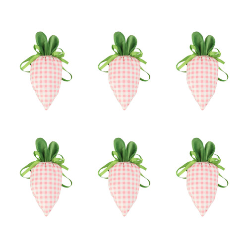 6 Stück Ostern Hase Karotte Form-Rosa Karomuster