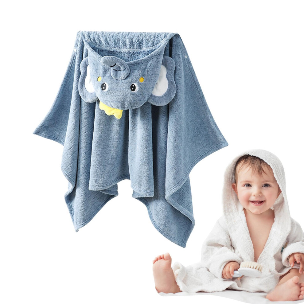 Child Hooded Bath Towels Quick Dry Towel Elephant Hood 59 By 35.4 Inch Soft Absorbent