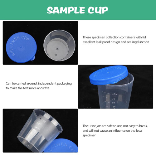 Sample Cups 50 Pcs With Leakproof Lids, 40ml Graduated Plastic Pee Cups For Testing, Suitable For Women 1