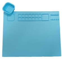 Paint Mats Silicone Craft Mat Heat Proof Art Mat With Cup Mixing Hole Fadeless Playdough Mats Sky Blue