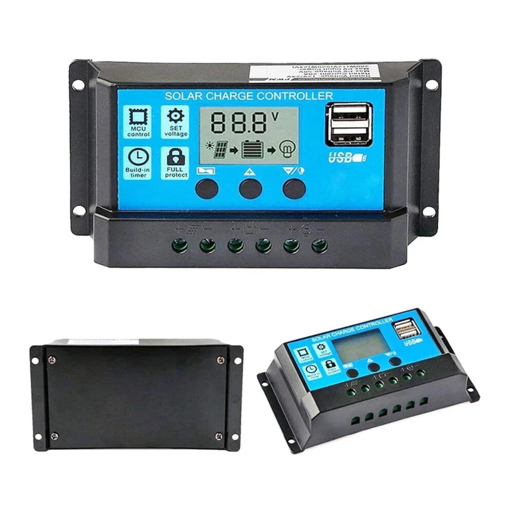 Solar Charge Controller 12V 24V Pwm 10A 20A 30A With Smart Lcd Display And Adjustable Timer 9094768895375